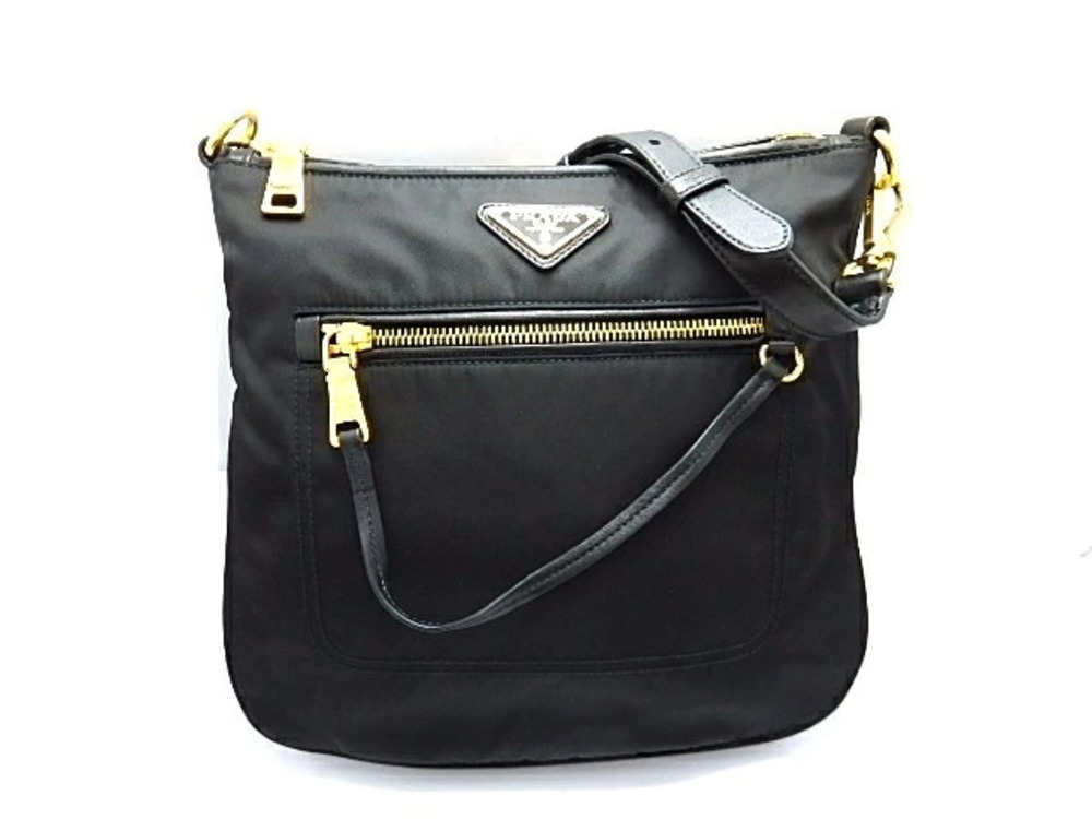 Prada Tessuto Saffiano Leather Shoulder Bag Black